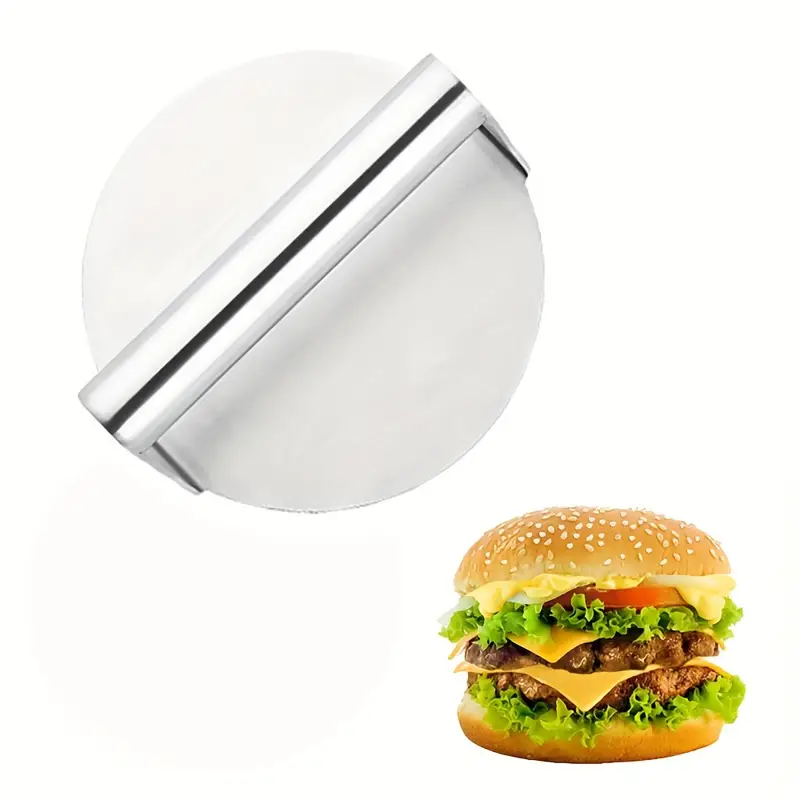 1 Piece Heavy-Duty Cast Iron Material Round Shaped Grill and Bacon Press  Burger Press with Wooden Handle for Kitchen Use - AliExpress