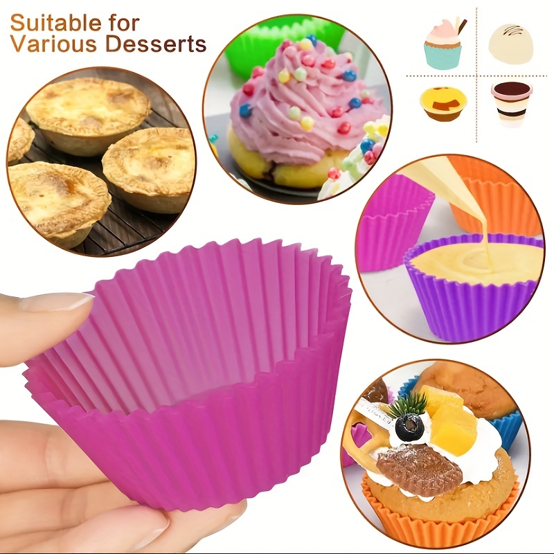 Silicone Baking Cups,12pcs-Reusable Baking Cups Wrappers Molds for Baking,  Muffin Cupcake Liners Wrappers & Dishwasher Safe