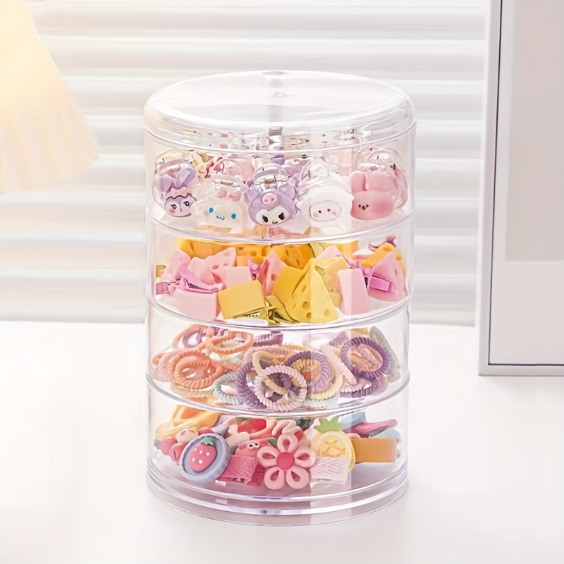 4pcs Kids Hair Accessories Storage Box Portable Dustproof Hair Tie Holder  Containers Organizer With Handle