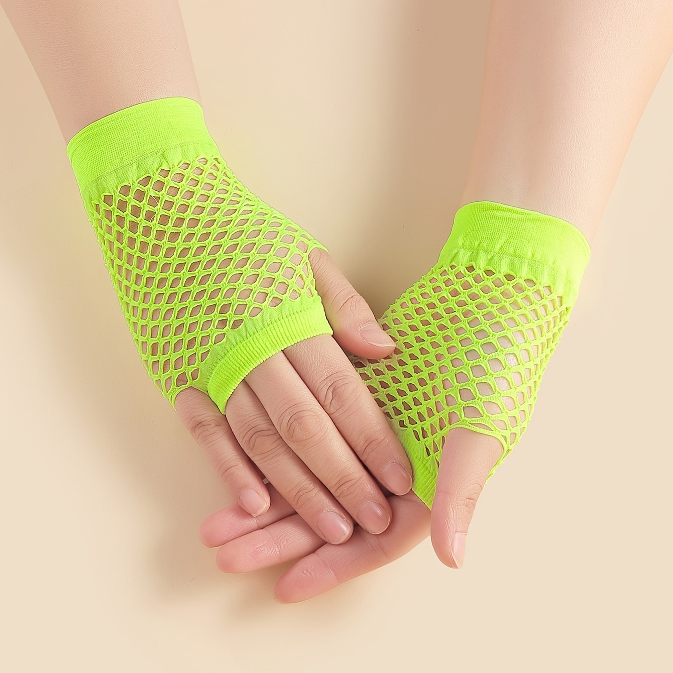 Fishnet Fingerless Wrist Gloves Minimalist Solid Mesh Gloves - Temu