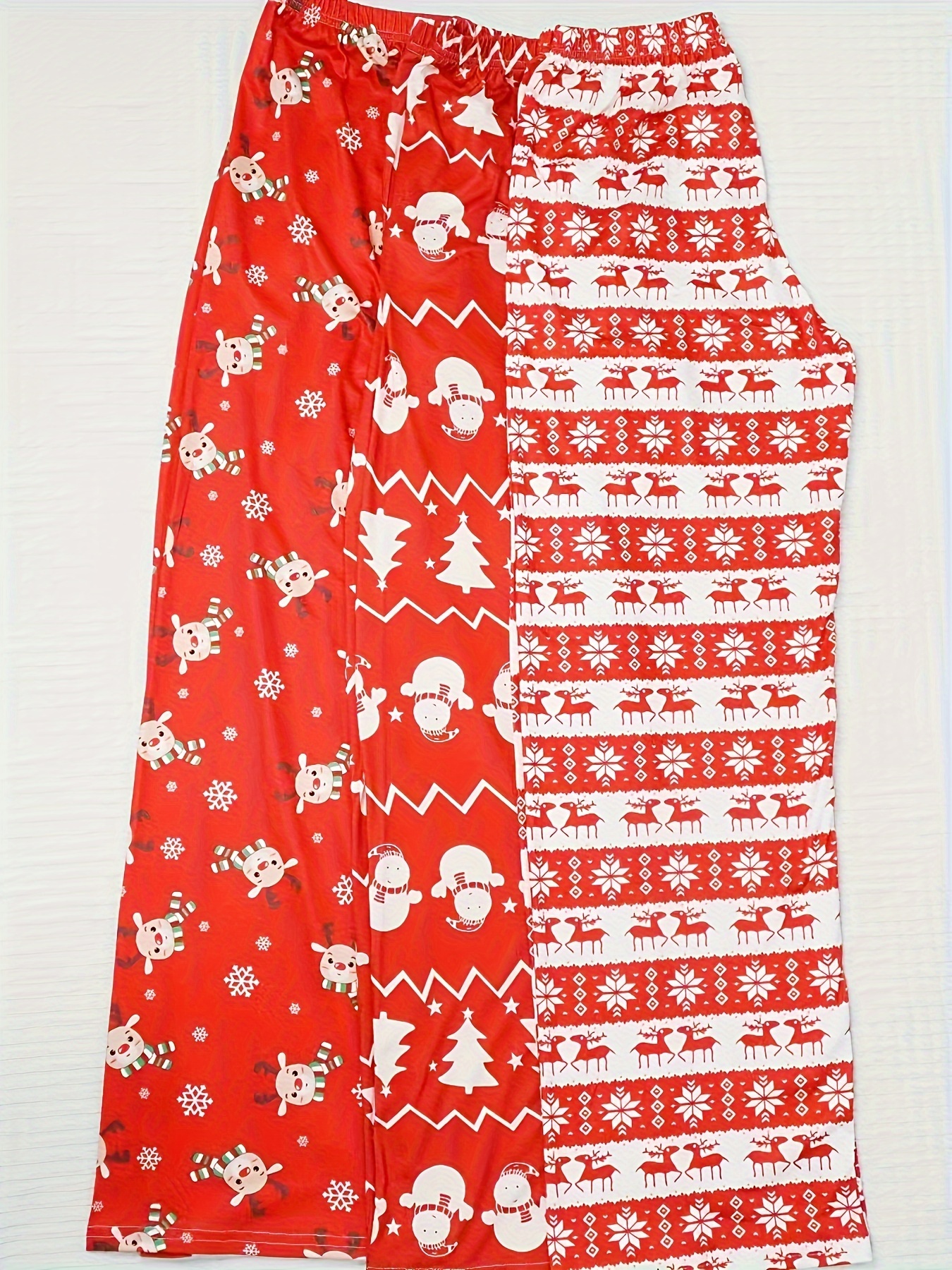 Plus Size Christmas Casual Loungewear Bottoms, Women's Plus Deer &  Snowflake Pattern Flannel Elastic Fuzzy Fleece Pajama Pants