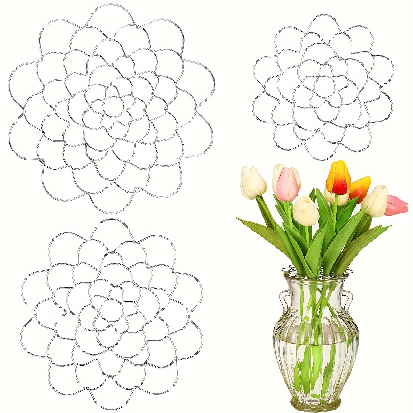 Reusable Floral Grid for Vase, Iron Hanataba Flower Arrangement Twist  Flower Arrangement Holder Flower Grid, Metal Mesh Flower Arranger, Floral