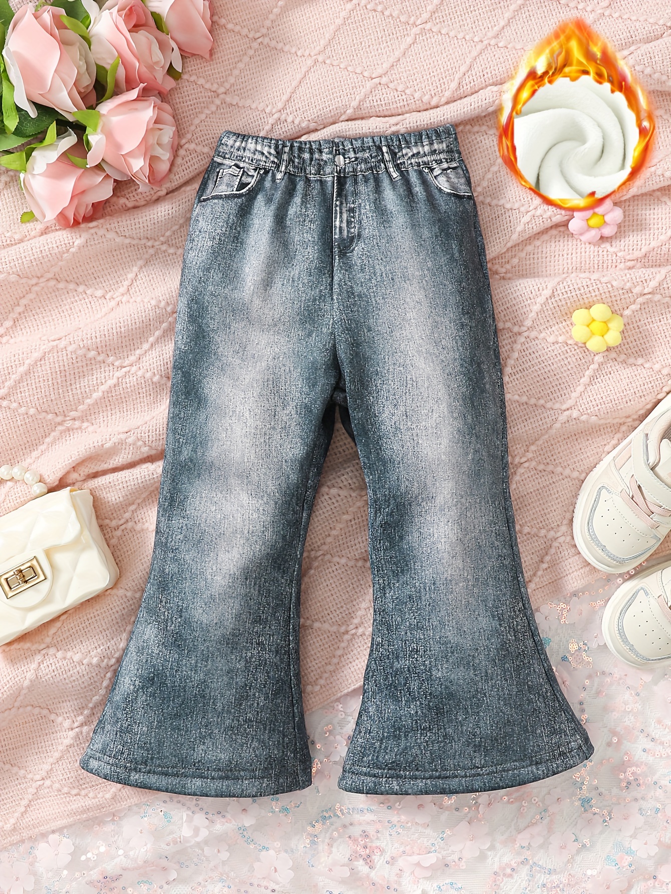 1 12y Girls Cute Jeans Bell bottom Design Casual Versatile - Temu