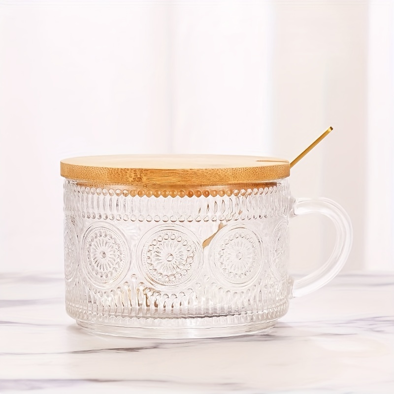 Boho Style Glass Cup, Embossed Sunflower Glass Water Cup, Breakfast Coffee  Cups, Drinking Glasses For Juice, Milk, Tea, Oats, Yogurt And More, Summer  Winter Drinkware - Temu