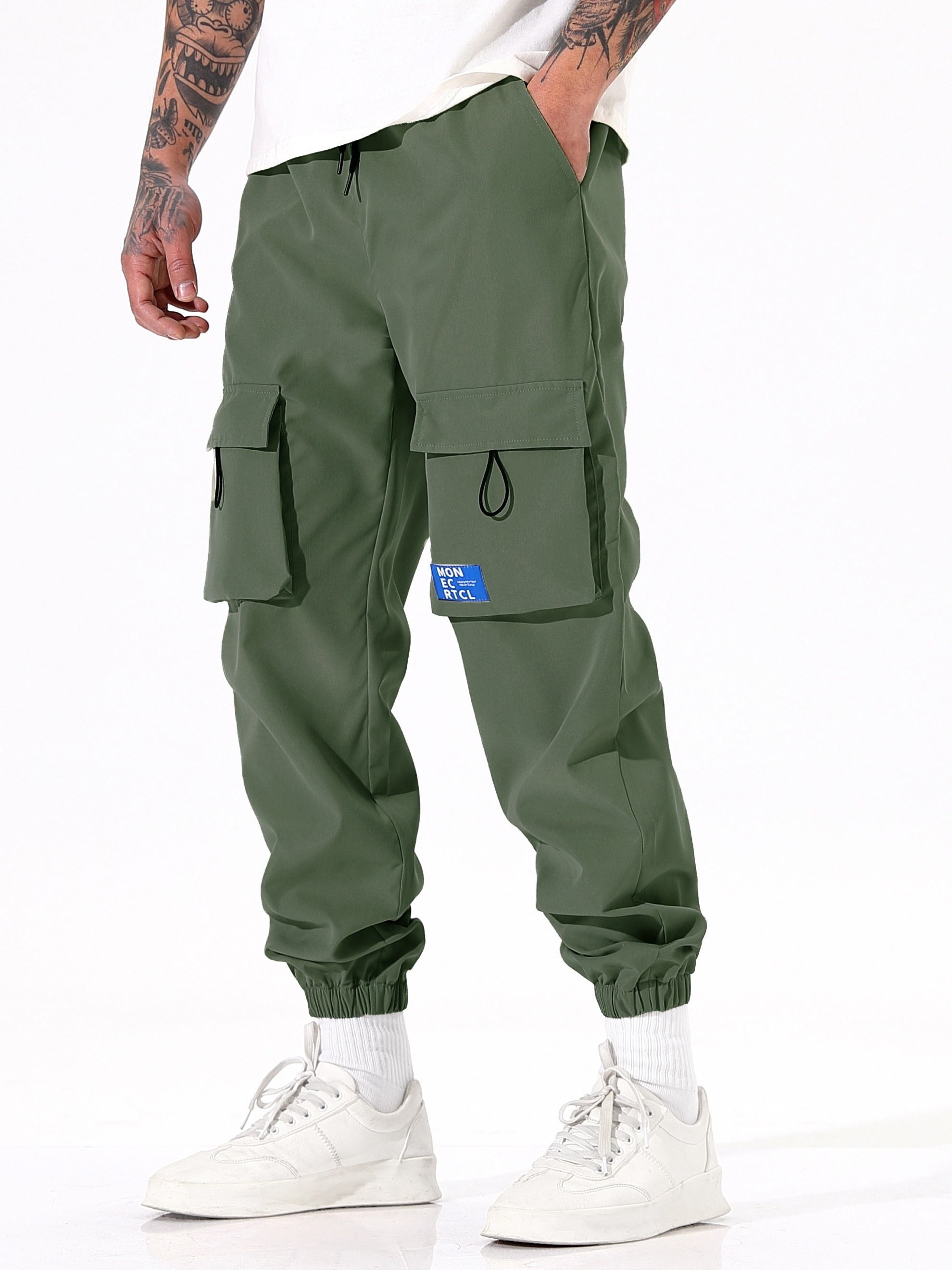 Men's Zipper Multi-pocket Pants  Casual cargo pants, Jogger pants
