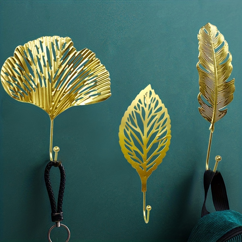 Metal Decorative Hook Feather/leaf Styling Wall Hook Wall - Temu