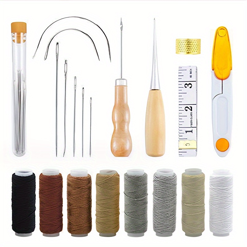 25pcs Leather Sewing Tools Diy Hand Stitching Kit With Groover Awl