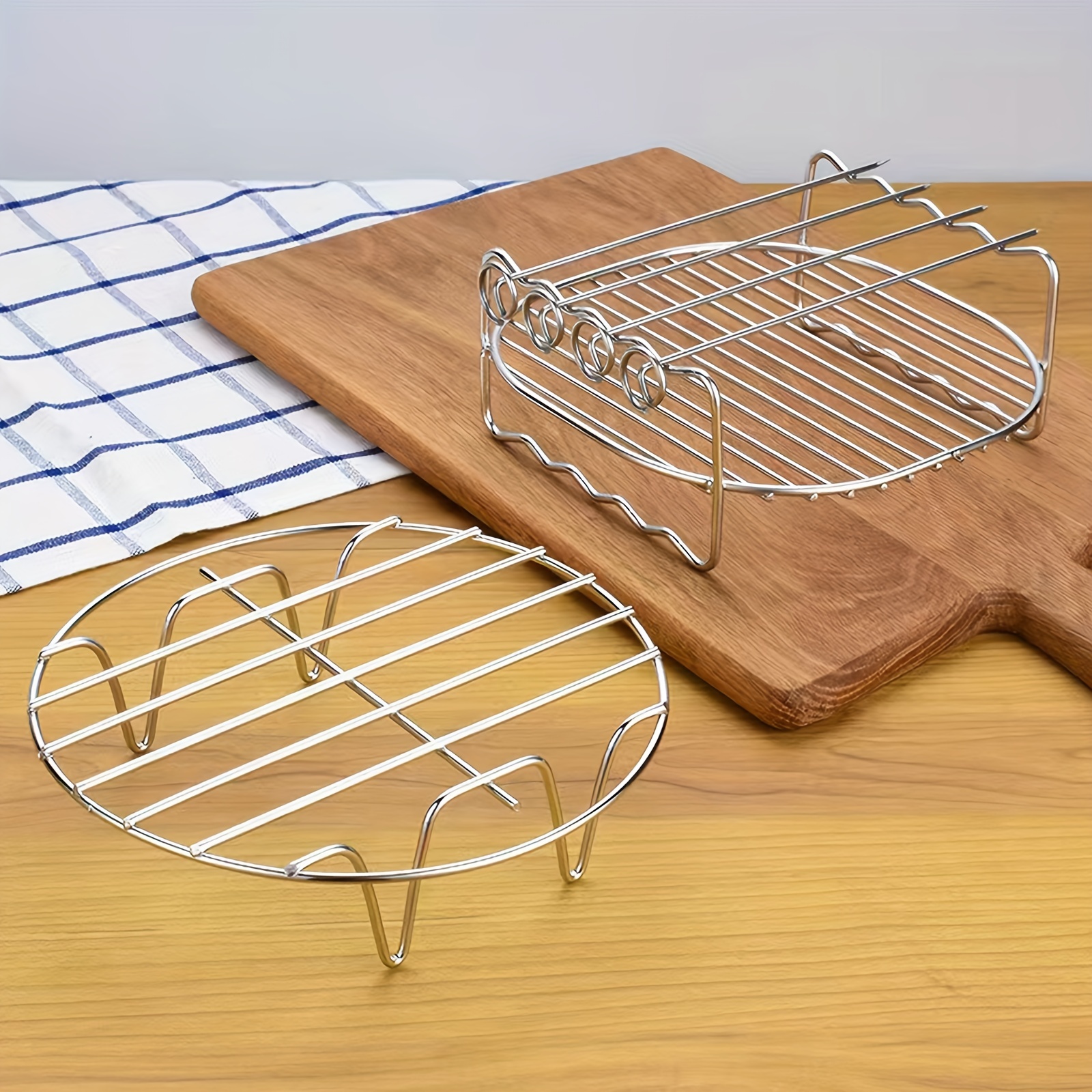 Air Fryer Rack With 4 Skewers Including Silicone Mat - Temu
