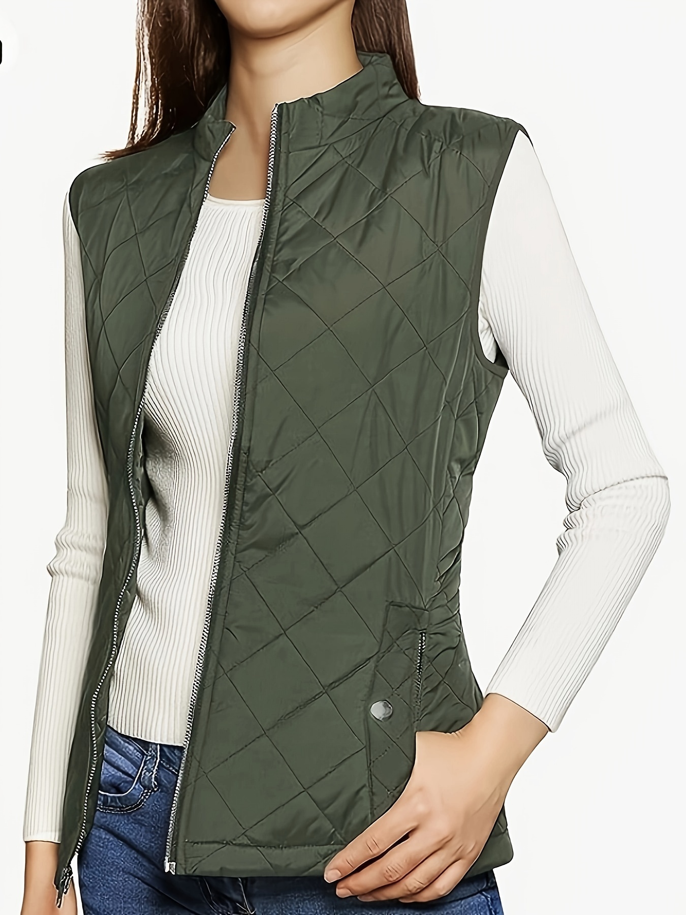 Gilet Cerniera Solido Gilet Casual Senza Maniche Autunno E - Temu Italy