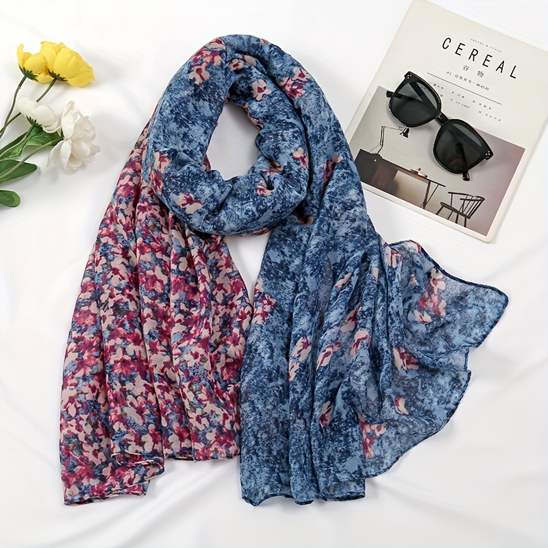 Scarf - Flower Blue Denim