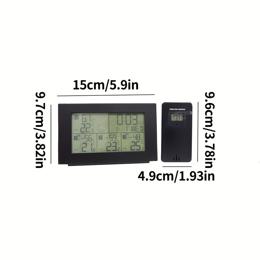 1pc, Thermomètre Extérieur Intérieur Sans Fil Avec 3 Capteurs À