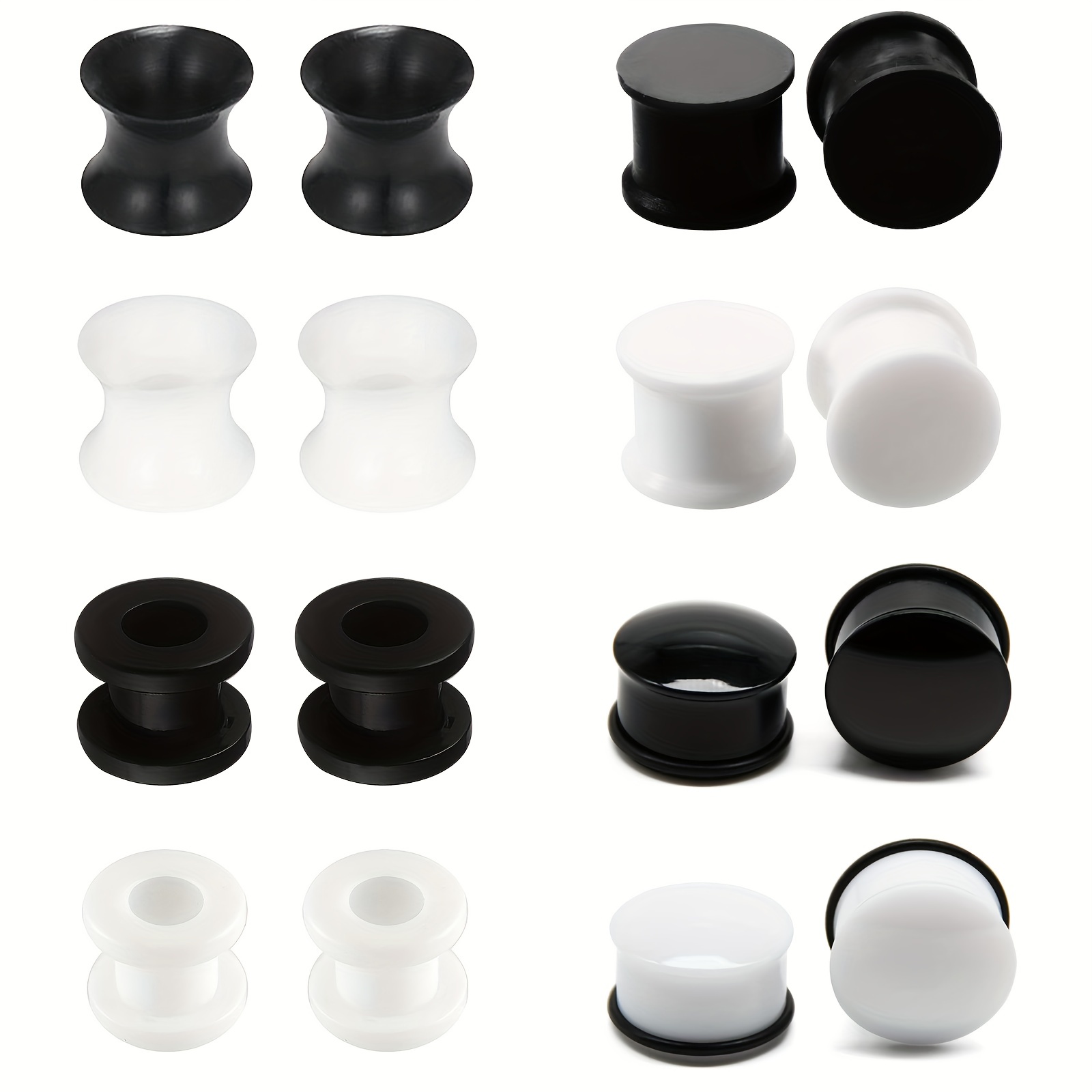 16pcs Silicone Acrylic Ear Expanders Plugs Set 6mm-16mm