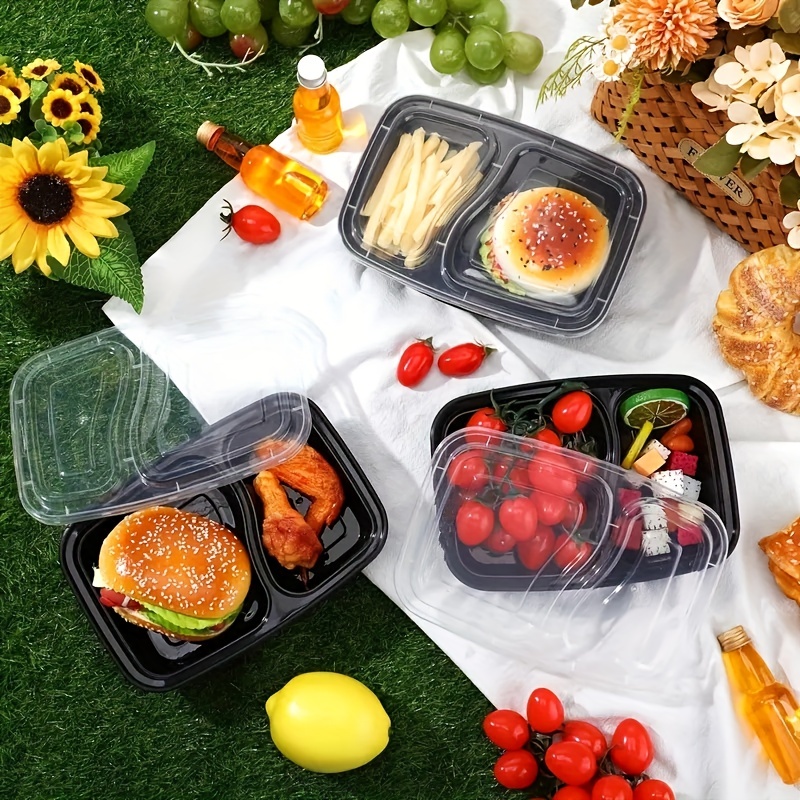 5PCS ,4-Compartment Reusable Snack Bento Boxes, Food Containers for  School,Work and Picnic,Portable Snack Box, Meal Prep Container,Extra-thick  Food Storage Containers with Lids, Plastic To Go Containers for Take out,  Disposable Lunch Box