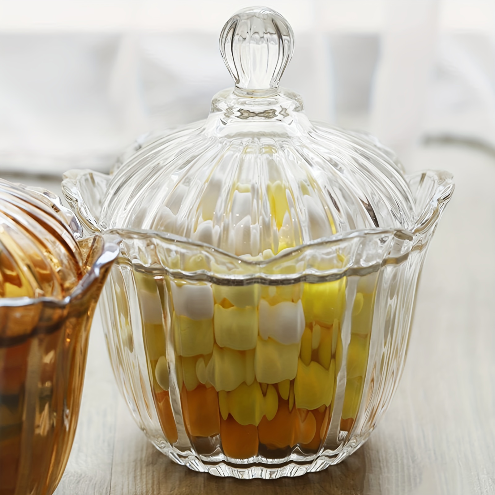 Christmas Candy Jars Crystal Glass Candy Jar with Lids Cookie Jar Food Storage Containers Nuts Snack Canister Sugar Bowl Wedding Party Biscuit Candy