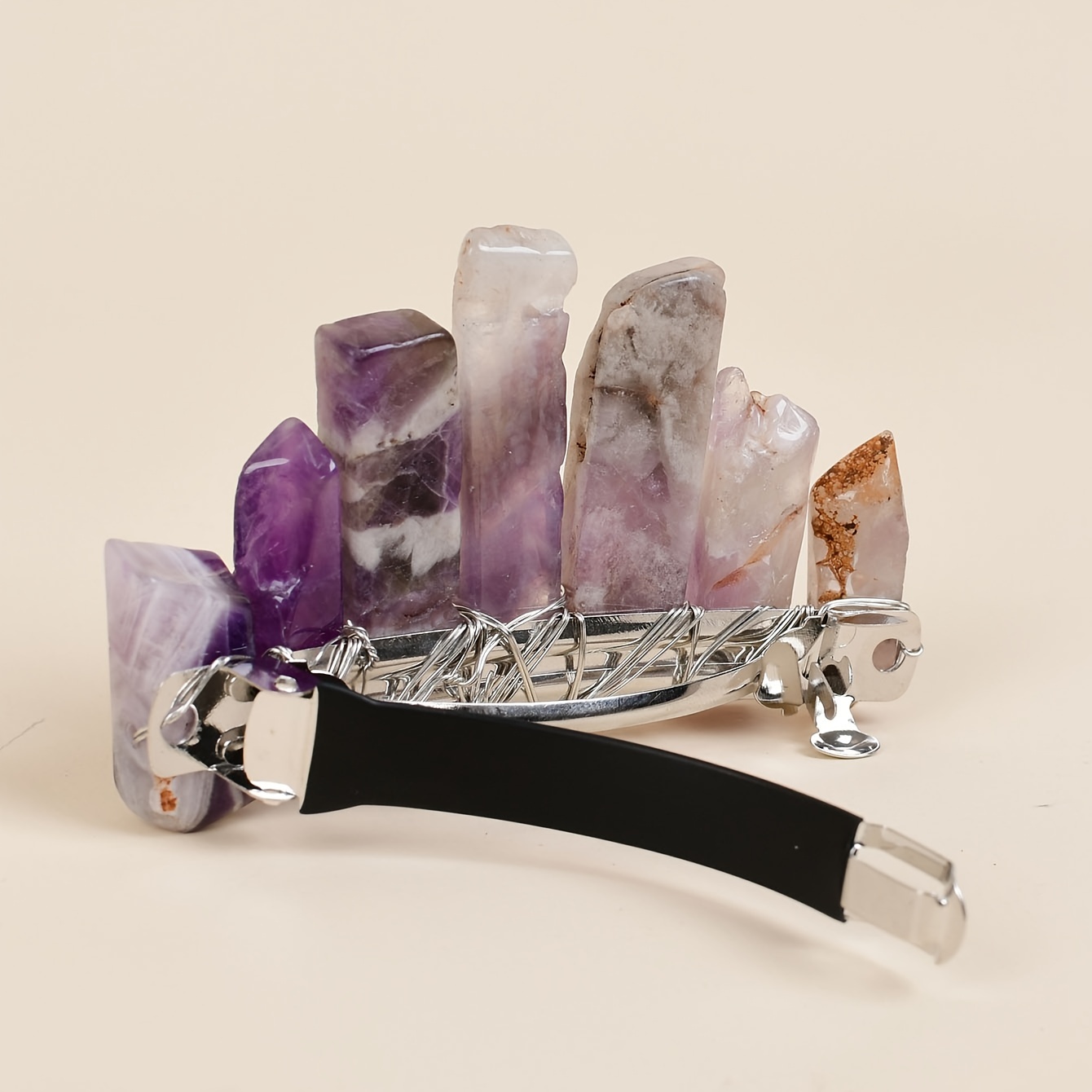 1pc Natural Amethyst Moon Hair Clip