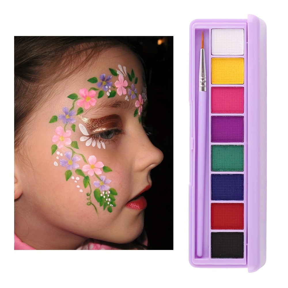 Paleta de pintura facial, maquillaje facial de Halloween, pintura  luminiscente para cara y cuerpo, 12 colores
