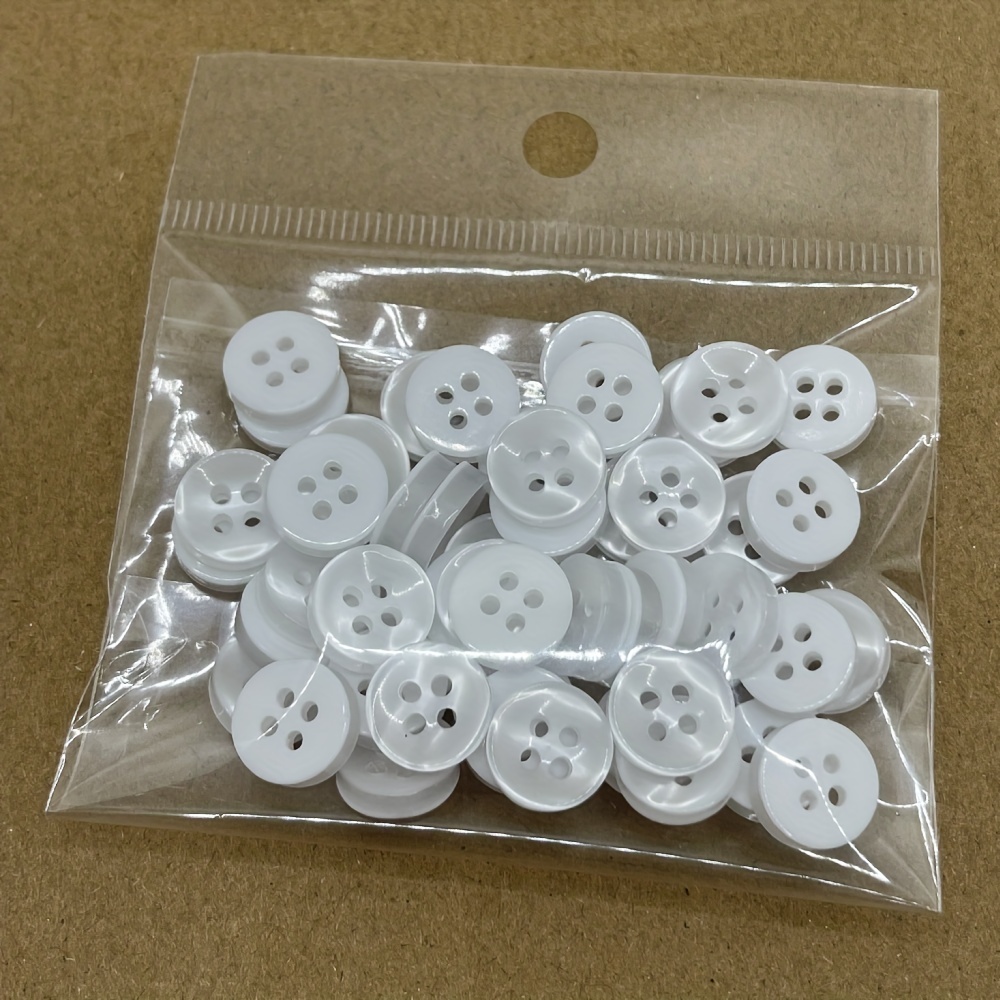 White Color 4 Holes Buttons Shirt Buttons For Men Apparel - Temu