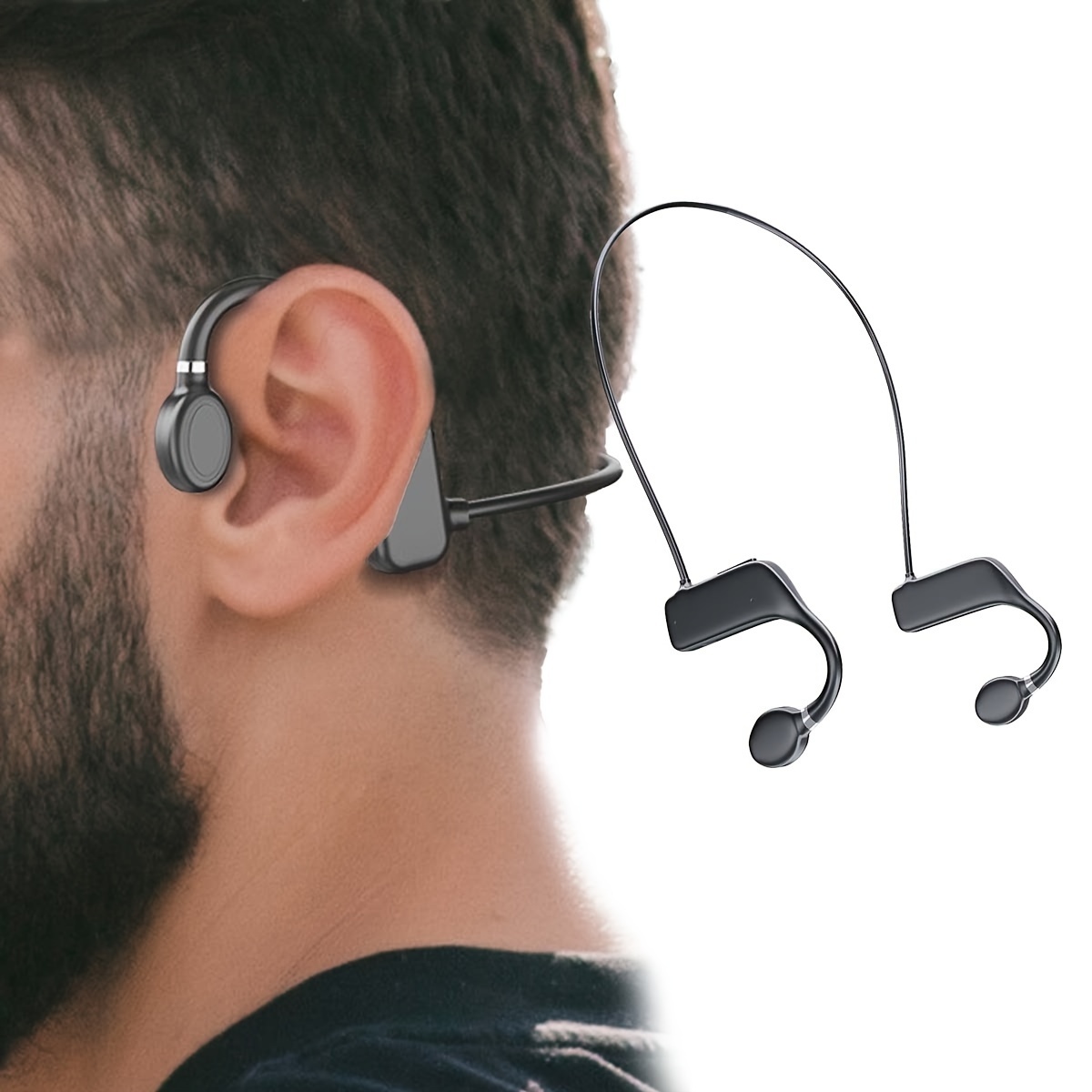  Auriculares deportivos inalámbricos con orejas abiertas,  Bluetooth 5.0, impermeables, a prueba de sudor, con micrófono, para  deportes, correr, conducir, ciclismo, senderismo, uso en interiores y  exteriores : Electrónica