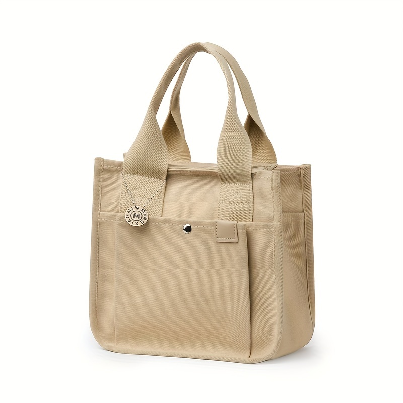 Canvas Tote Bag For Women Portable Lunch Box Bag Layer Handbags