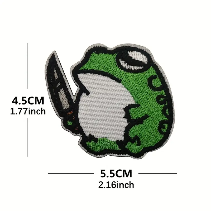 Cartoon Fat Frog Knife Hook Loop Patches Clothing Funny - Temu