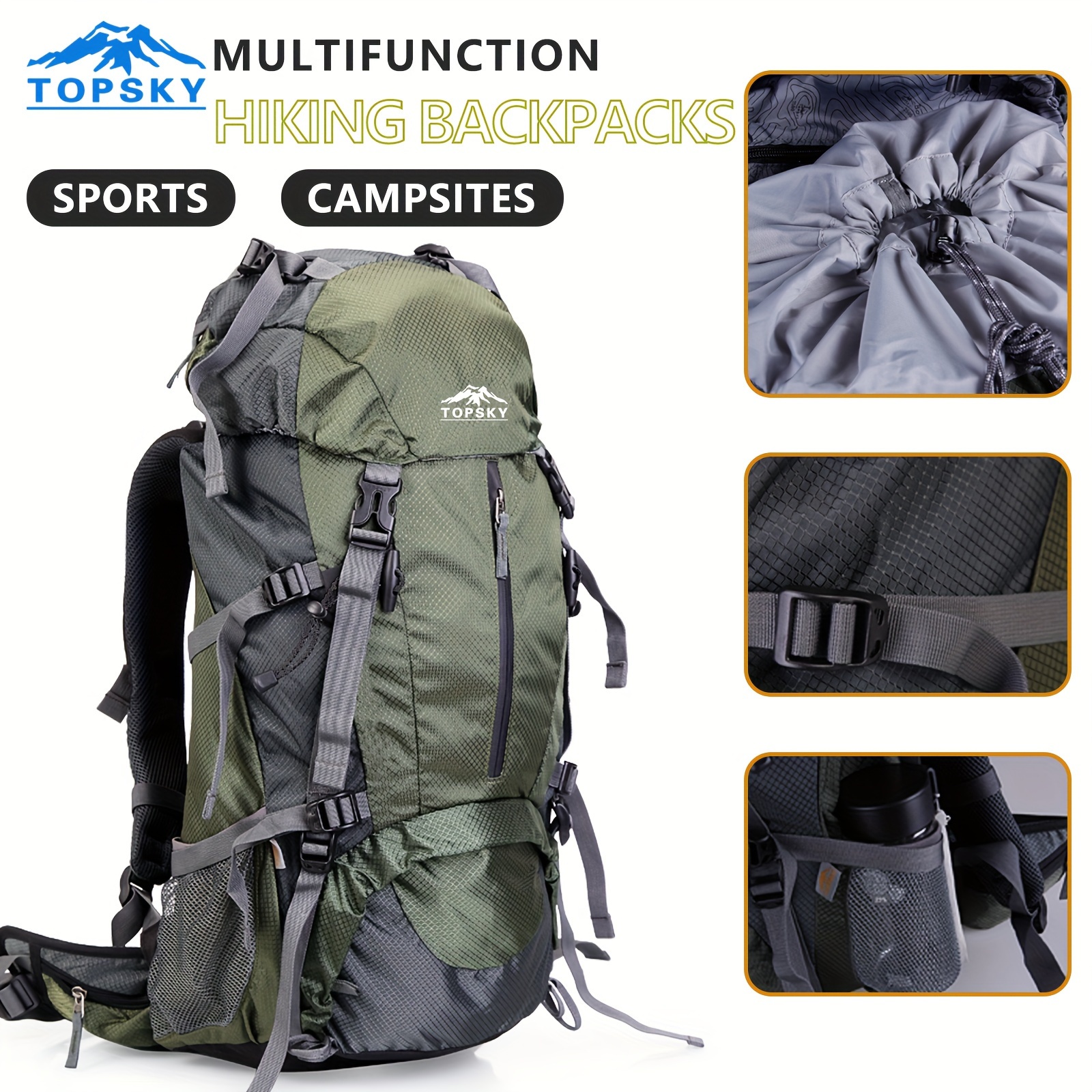 Dvkptbk 60LCamping Hiking Backpack, Waterproof Travel Backpack