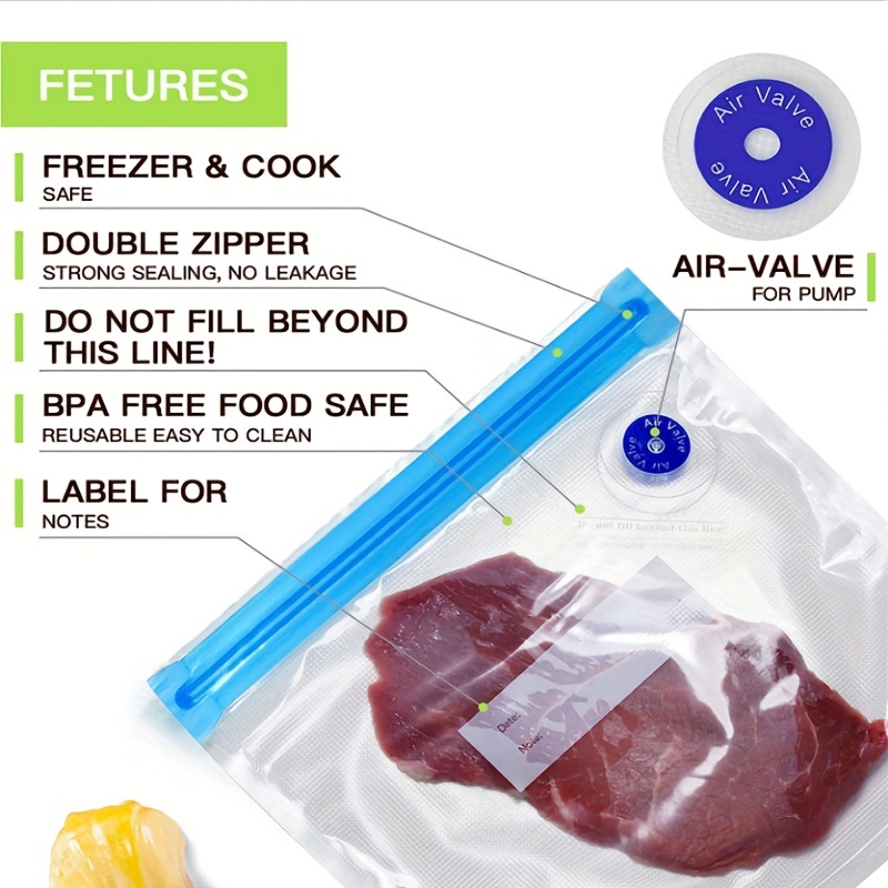 Vacuum Bags for Food Reusable Packages for Freezing Storage Seal