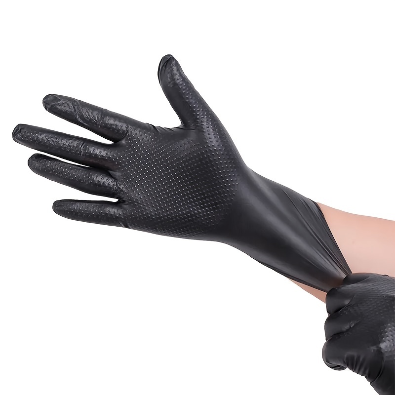 Gants à motif diamant Nitrile noir Extra épais, antidérapants