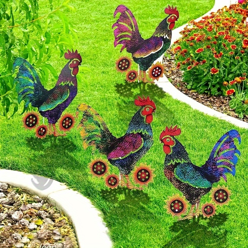 1 Stück Huhn Sitzend Zaun Lustige Dekoration Gartenstatuen - Temu