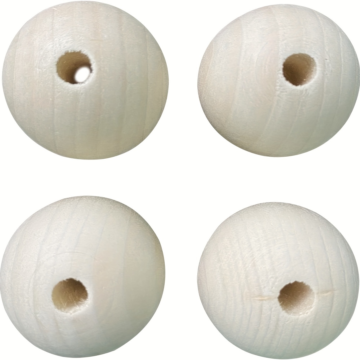 Wooden Beads, 100PCS Natural Wood Beads, Unfinished Wood Beads Bulk, Round  Wooden Beads for Crafts, 3 Sizes Smooth Wooden Balls with Holes for