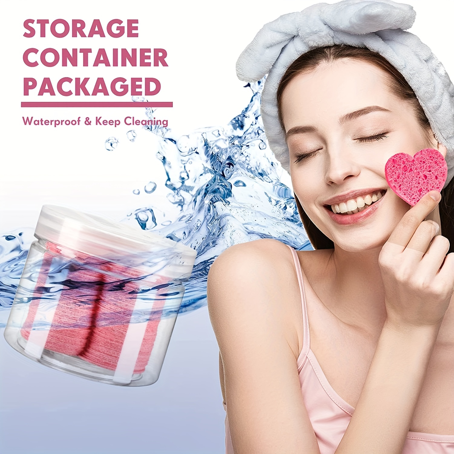 Heart shaped Facial Sponges With Container Natural Sponge - Temu