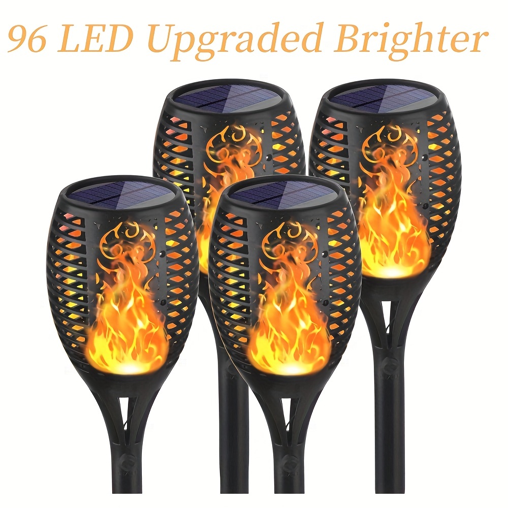 ソーラートーチライト4個、アップグレードされたより明るい96  LED、炎がちらつくIP65防水風景ガーデンライト、自動オン/オフ付き、ガーデンパティオハロウィンクリスマスライト装飾用