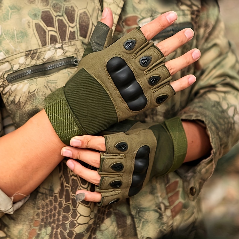 Guantes tácticos para hombres militares, cómodos, transpirables,  antideslizantes, de verano, medio dedo, guantes de trabajo, para hombres y  mujeres