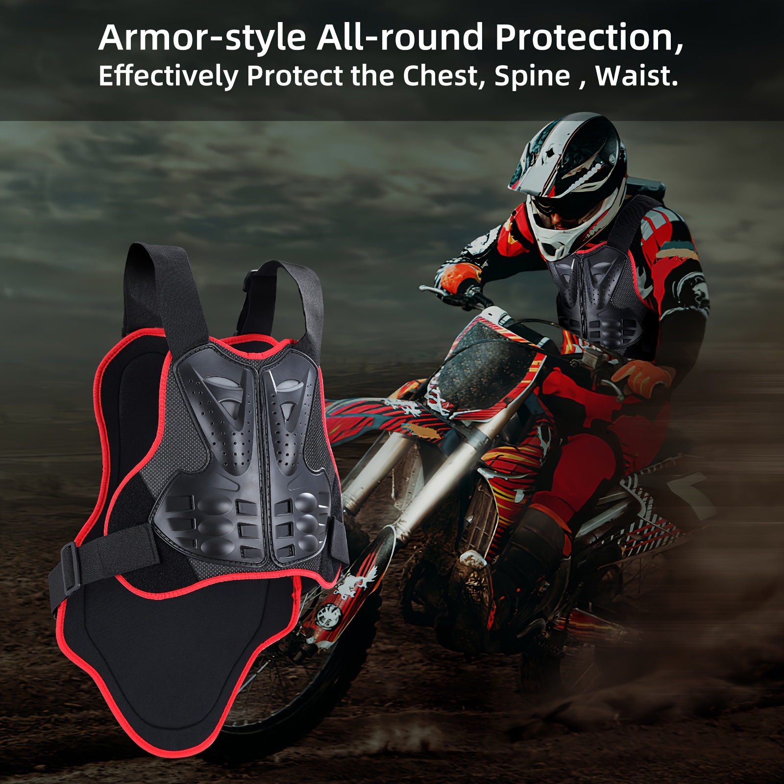Hombre montando un motocross en un traje protector