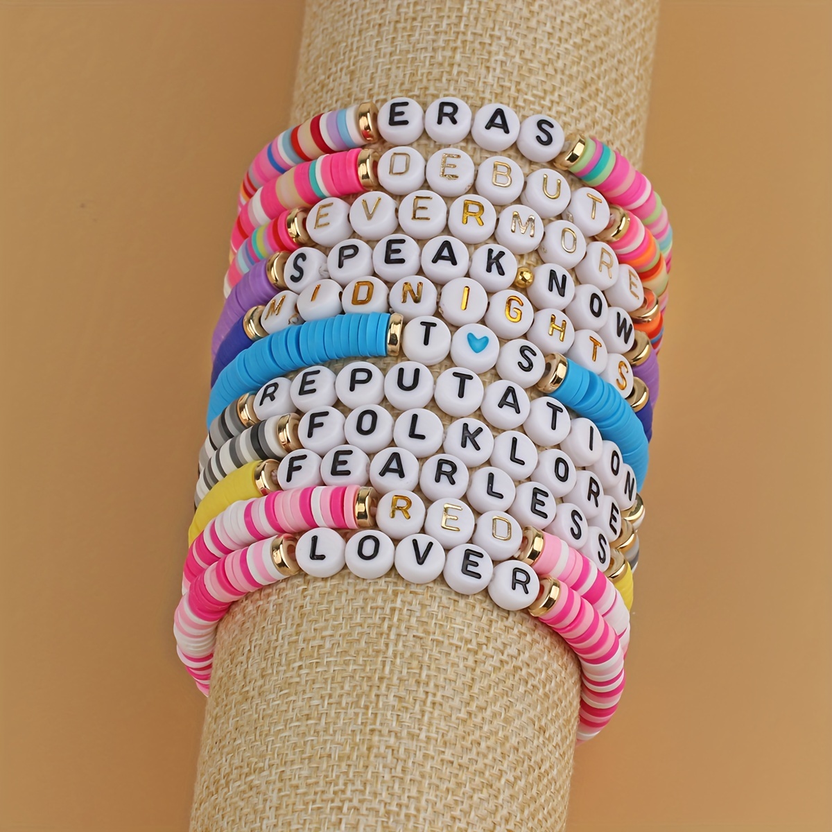 Letter Patter Beads Beaded Bracelet Set With Colorful Clay - Temu