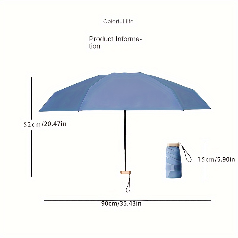 Mini Paraguas De Cinco Pliegues Paraguas De Vinilo Tela De - Temu