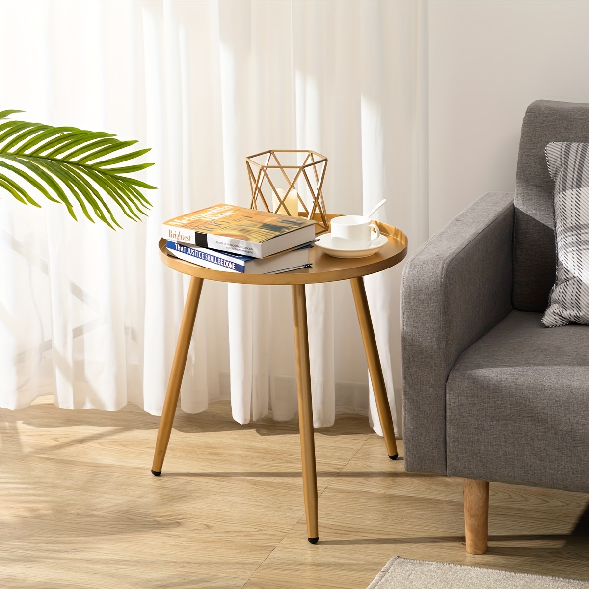 Living Room Wooden Coffee Tables Round Small Space Metal Side