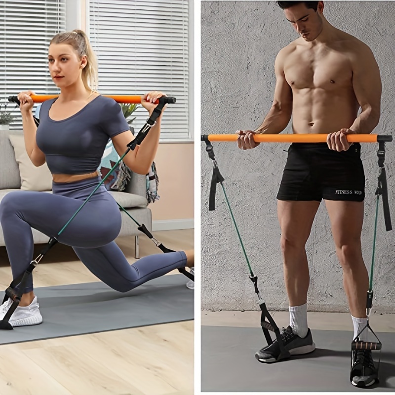 Portable Pilates Bar Kit With Resistance Bands For Men And - Temu