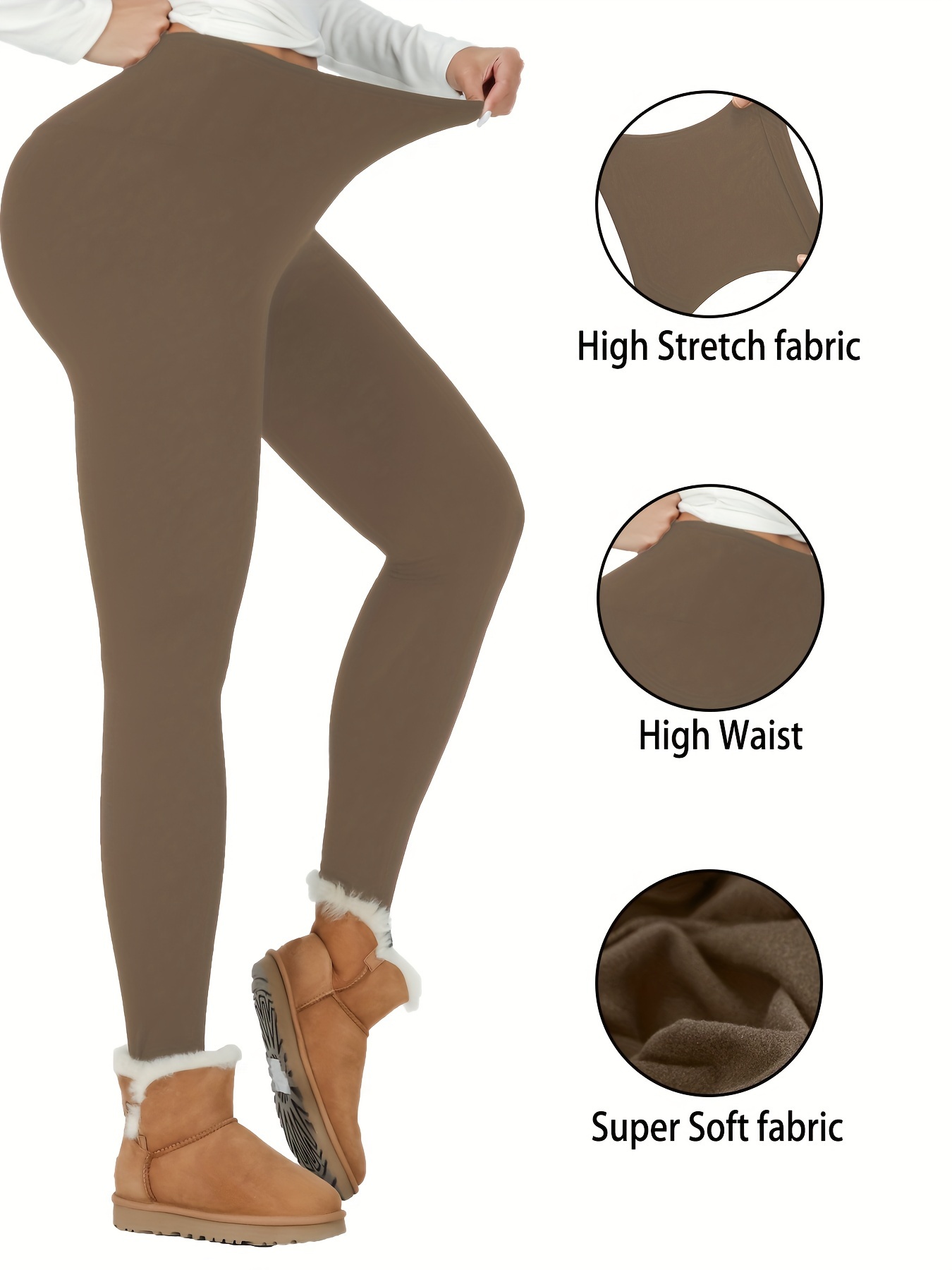 Womens Warm Fleece Lined Tights, High Waist Stretch Thermal Leggings