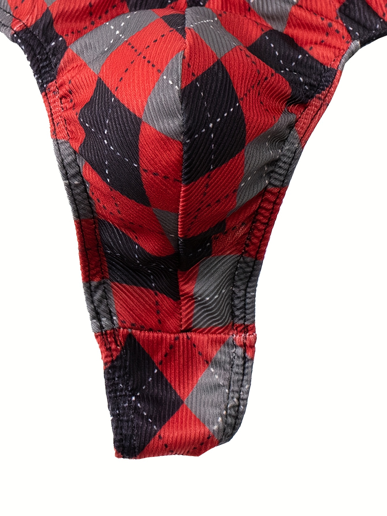 Men's Thong Underwear Red & Black Buffalo Plaid 