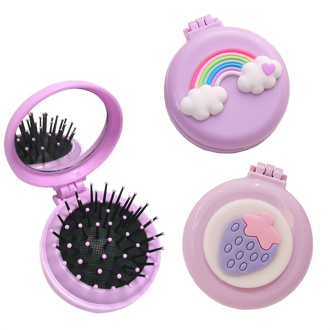 Round Folding Pocket Hair Brush With Mini Mirror Folding Travel Mirror Hair  Brushes Round Folding Pocket Hair Brush Mini Hair Comb Compact Travel Size  Hair Massage Comb Women And Girls | Shop