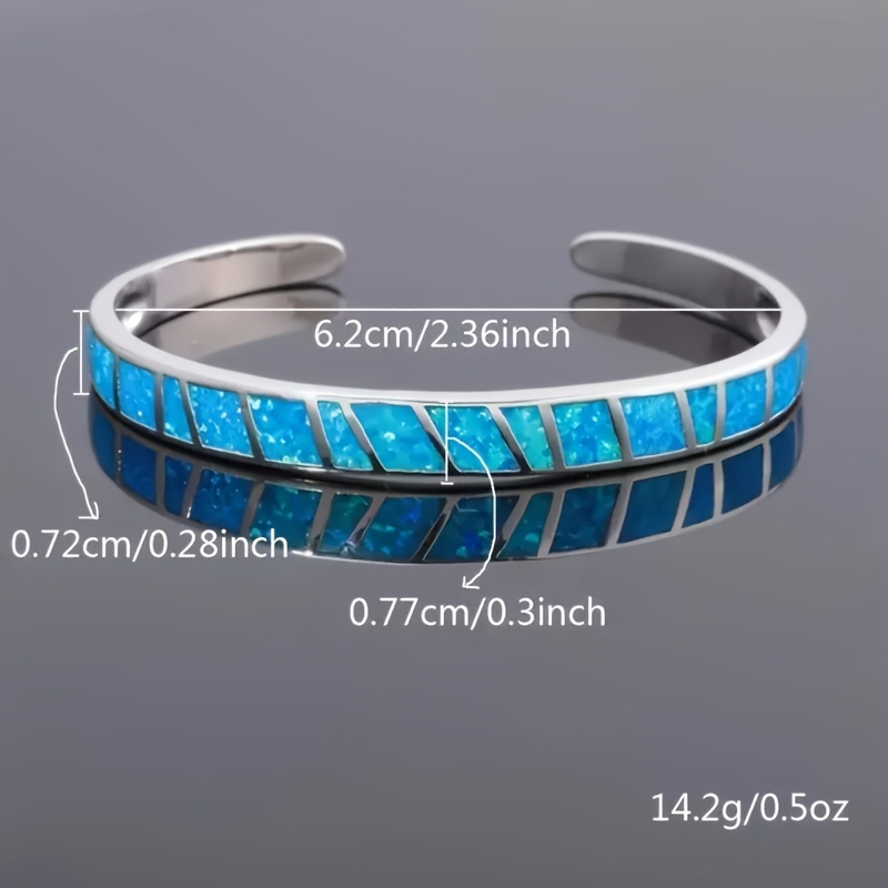 Geometric Opal Open Bangle Bracelet Hip Hop Party Retro Unique Birthday Gift
