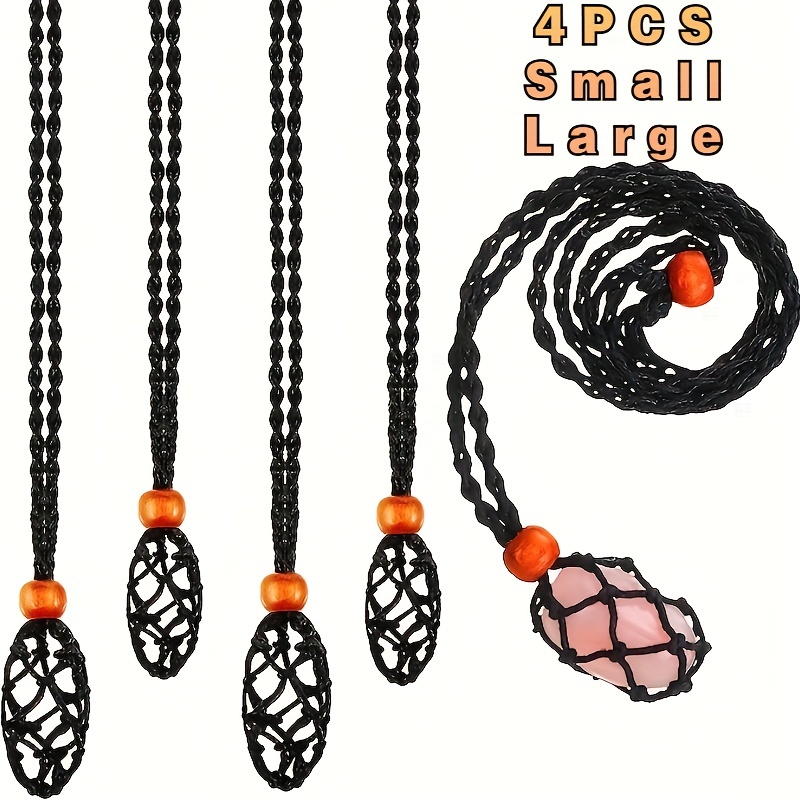 Black Necklace Cord Empty Stone Holder Adjustable Crystal - Temu