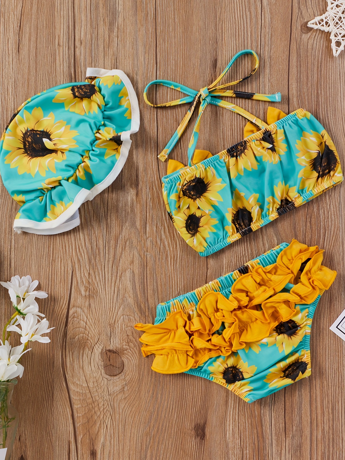 Toddler Kids Girls Sunflower Swimsuit Two Piece Bathing Suit
