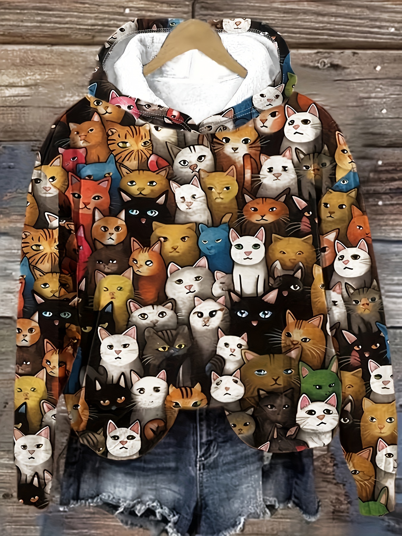 Plus Size Casual Sweatshirt Womens Plus Cat Lightning Print - Temu