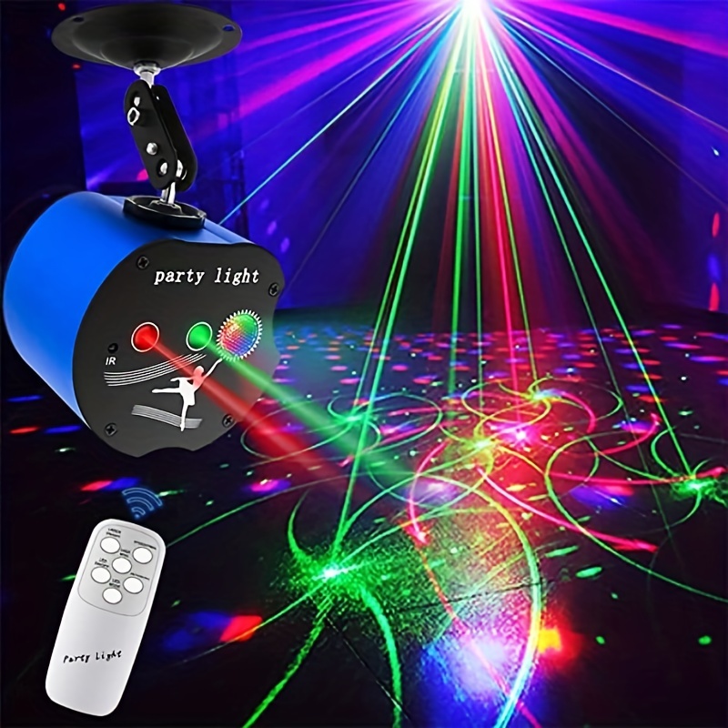 Mini projecteur Laser 64 motifs, lumière de scène Disco avec télécommande,  lampe stroboscopique sonore pour décoration