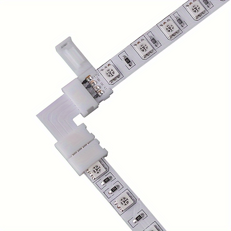 10pcs Rgb Led Strip Connector 4 Pin Led Tape Connector Led Ribbon Quick Connector  Led Rope Clip Connector Solderless Gapless Adapter Extension 10mm Wide Smd  5050 Multicolor Led Strip