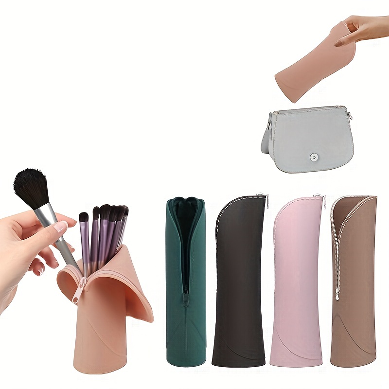 Silicone Makeup Brush Holder Travel Cosmetic Bag Soft Portable