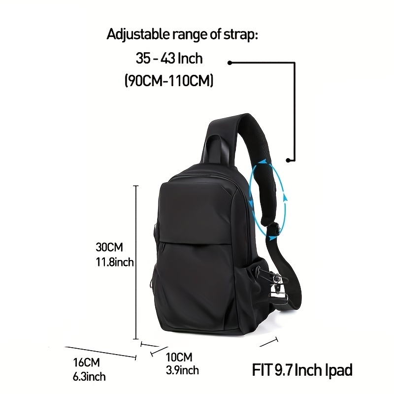 Bolso bandolera para hombre, bolsa de viaje para hombre, mochila cruzada  para mujer, un hombro, impermeable, para senderismo, Negro -, Viajes