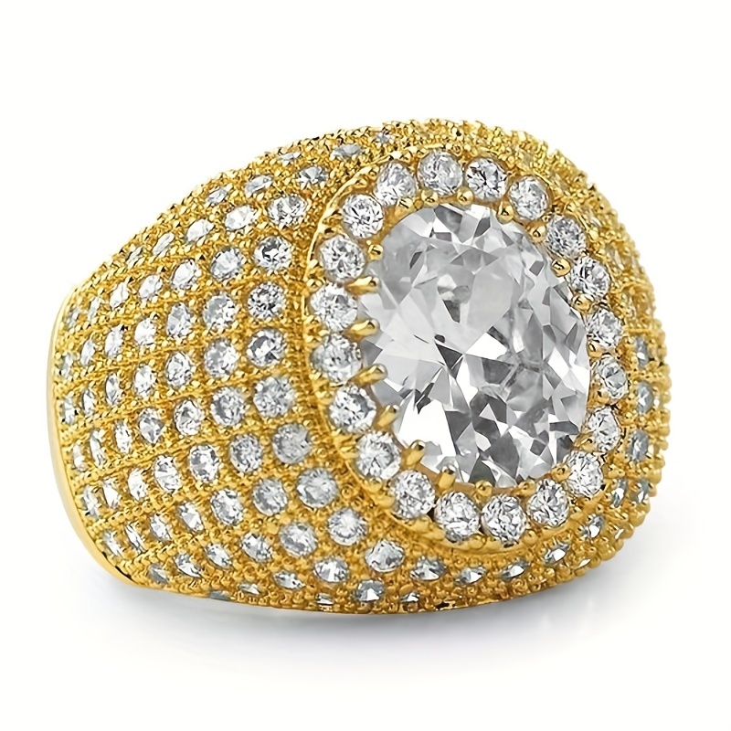Silver Zircon Ring Wedding Engagement Business Men