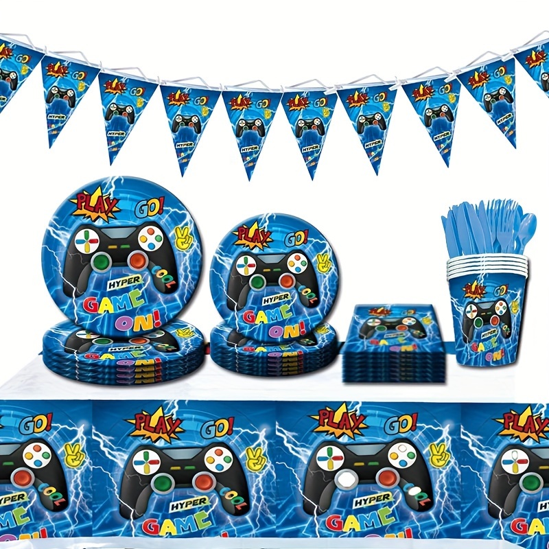 Ma-rio Juego de vajilla de fiesta de 59 piezas, decoración de cumpleaños  infantil, decoración de cumpleaños de Ma-rio Bros, platos, vasos